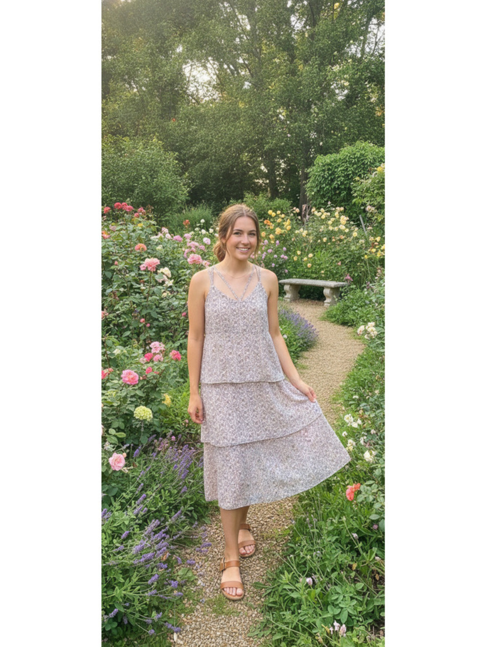 Banana Republic XL Floral Tiered Maxi Dress with Crisscross Straps